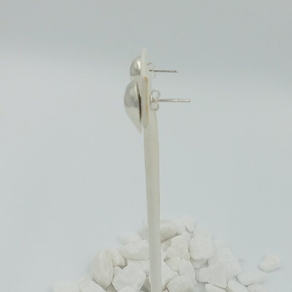 Vintage Sterling Silver Puff Heart Earrings - Picture 8 of 10